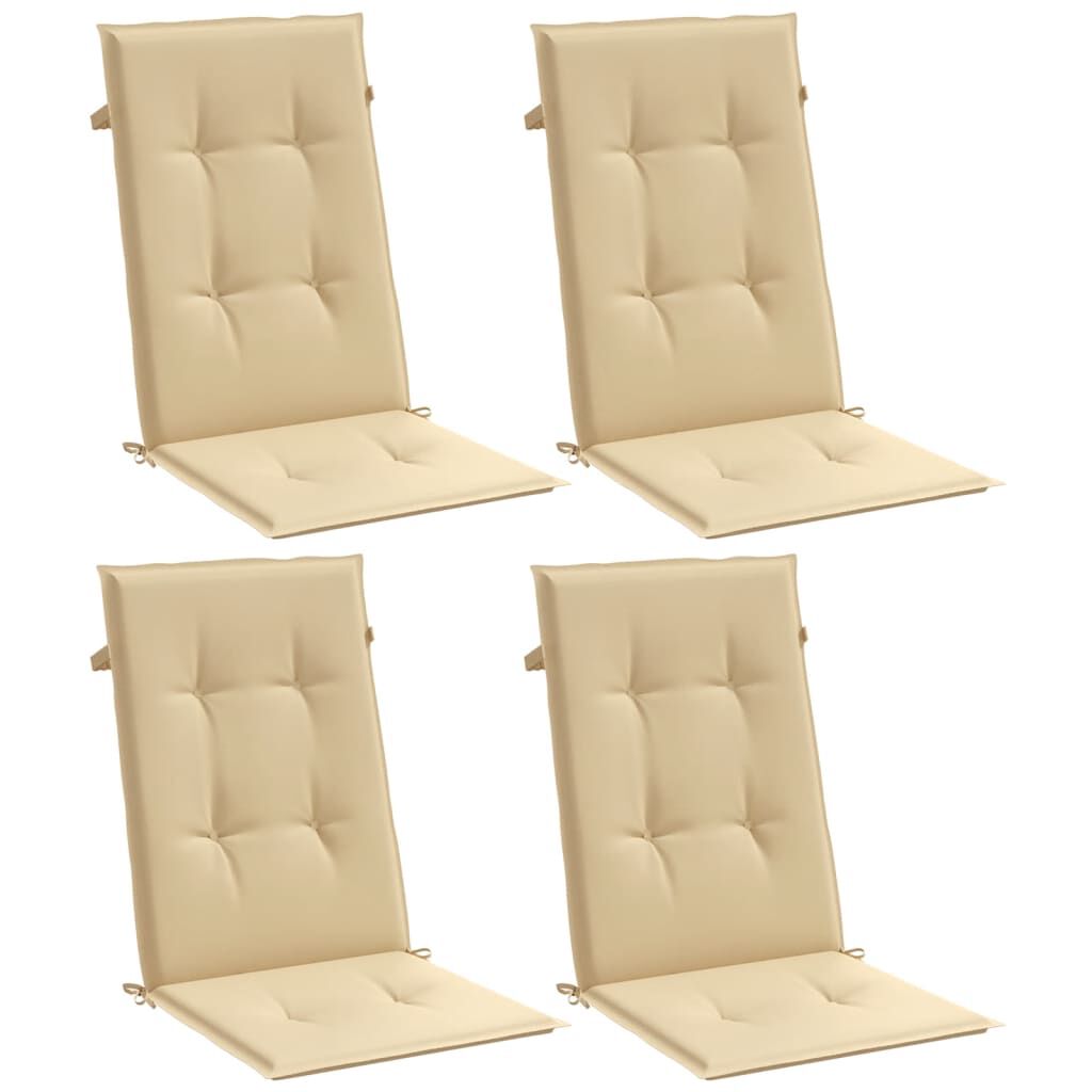 vidaXL Highback Chair Cushions 4 pcs Melange Beige 120x50x4 cm Fabric
