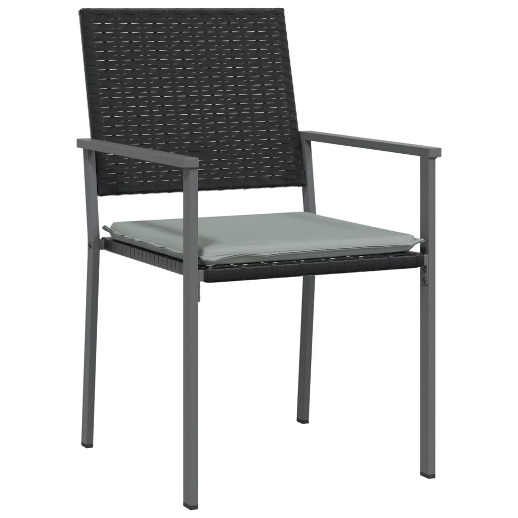 vidaXL 3 Piece Garden Dining Set with Cushions Poly Rattan and Steel