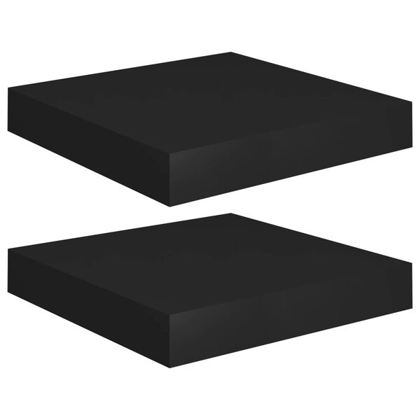 vidaXL Floating Wall Shelves 2 pcs Black 23x23.5x3.8 cm MDF