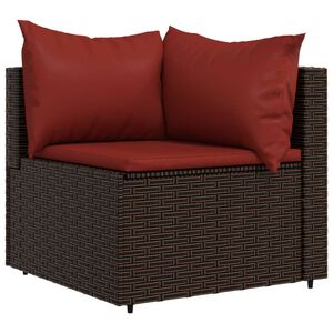 vidaXL Garden Corner Sofa with Cushions Brown Poly Rattan