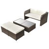 vidaXL 4 Piece Garden Lounge Set with Cushions Poly Rattan Brown