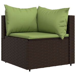 vidaXL Garden Corner Sofa with Cushions Brown Poly Rattan