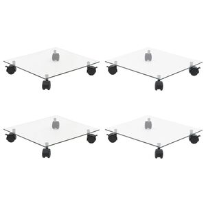 vidaXL Plant Rollers 4 pcs 35x35 cm Tempered Glass Square