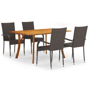 vidaXL 5 Piece Garden Dining Set Brown