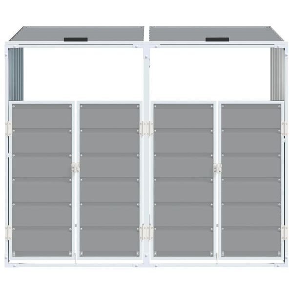 vidaXL Wheelie Bin Storage for Double Bins Grey 144x81x113 cm Steel