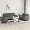 vidaXL 3 Piece Sofa Set with Cushions Dark Grey Fabric