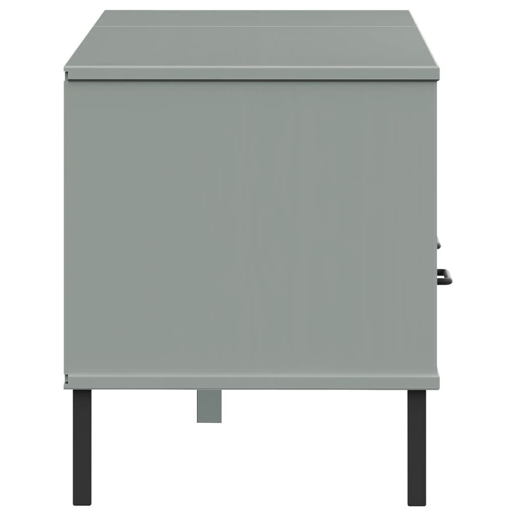 vidaXL TV Cabinet with Metal Legs Grey Solid Wood Pine OSLO