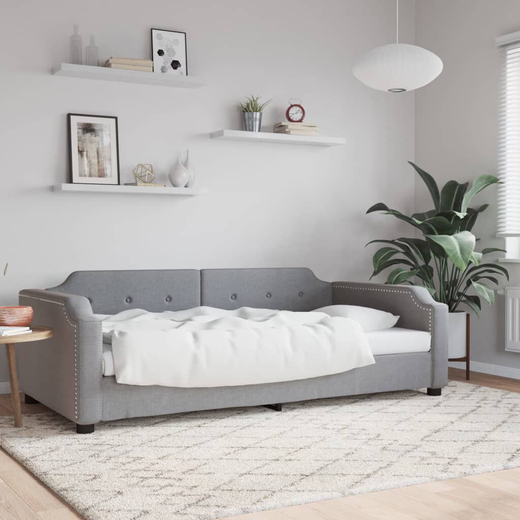 vidaXL Day Bed without Mattress Light Grey 100x190 cm Fabric