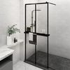 vidaXL Walk-in Shower Wall with Shelf Black 100x195 cm ESG Glass&Aluminium