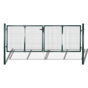 vidaXL Fence Gate Steel 306x100 cm Green