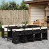 vidaXL 9 Piece Garden Dining Set with Cushions Black Poly Rattan
