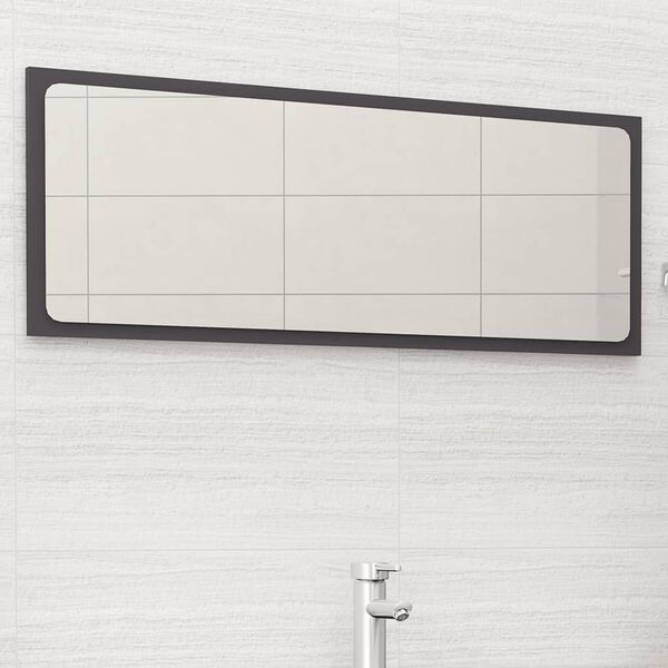 vidaXL Bathroom Mirror Grey 100x1.5x37 cm Engineered Wood