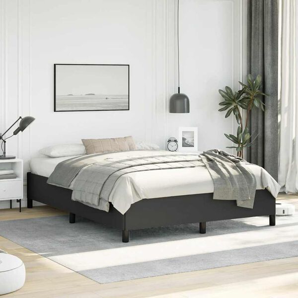 vidaXL Bed Frame without Mattress Black 152x203 cm Queen Faux Leather