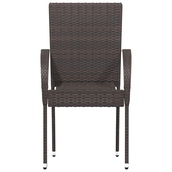 vidaXL Stackable Outdoor Chairs 2 pcs Poly Rattan Brown