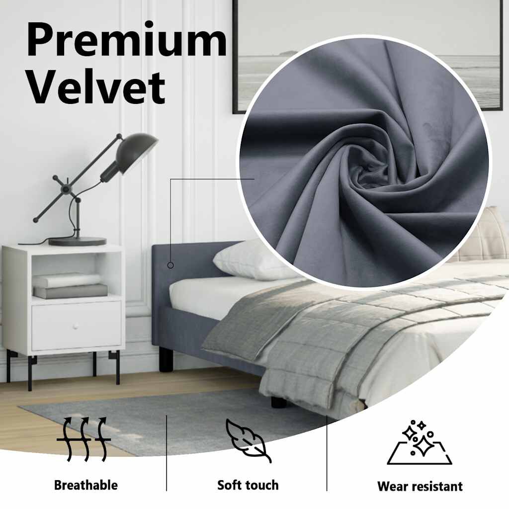 vidaXL Bed Frame without Mattress Dark Grey 183x213 cm Velvet