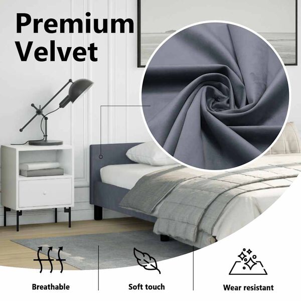 vidaXL Bed Frame without Mattress Dark Grey 183x213 cm Velvet