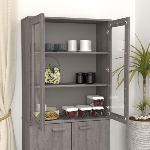 vidaXL Top for Highboard HAMAR Light Grey 85x35x100cm Solid Wood Pine