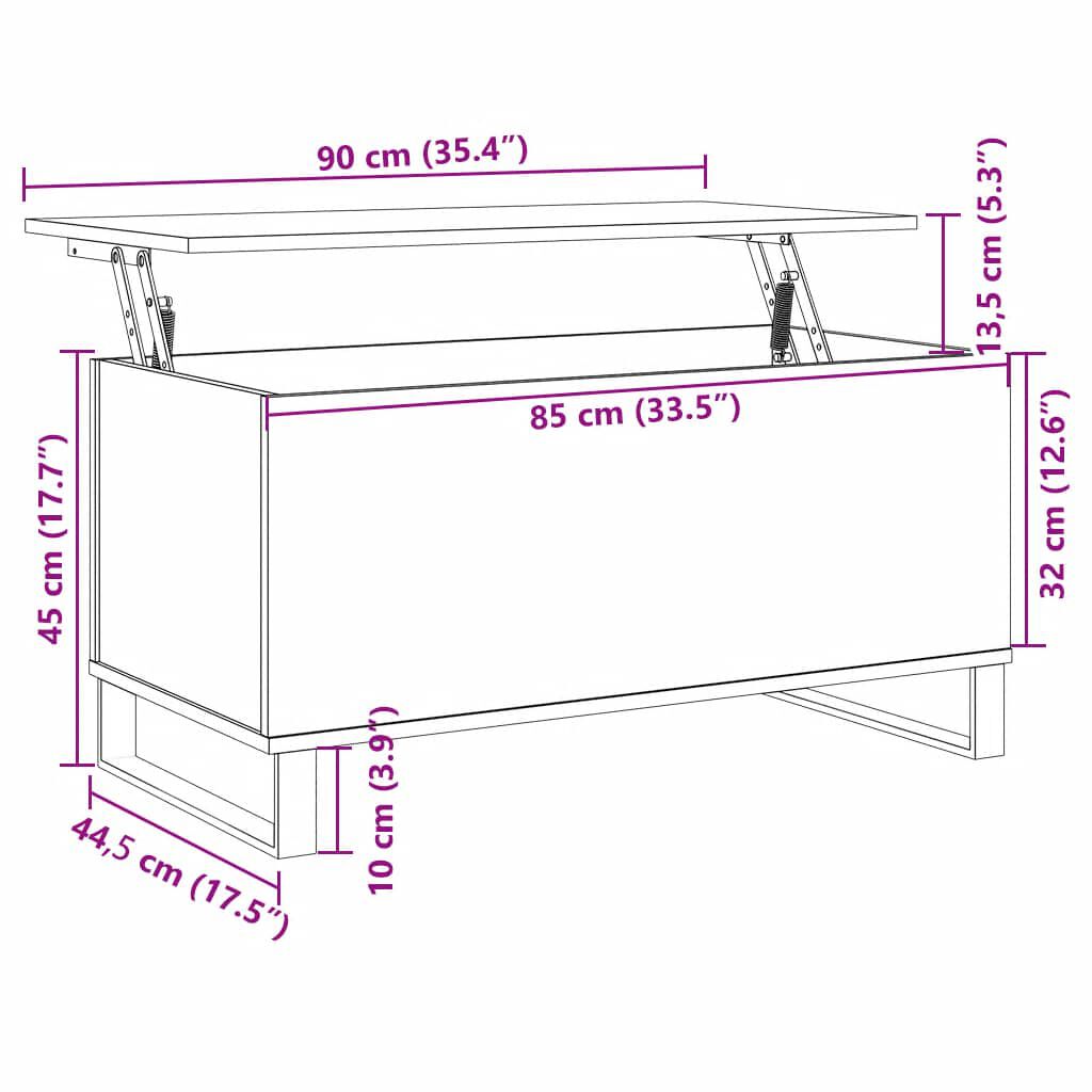 vidaXL Coffee Table White 90x44.5x45 cm Engineered Wood