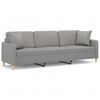 vidaXL 3-Seater Sofa with Pillows&Cushions Light Grey 210 cm Fabric