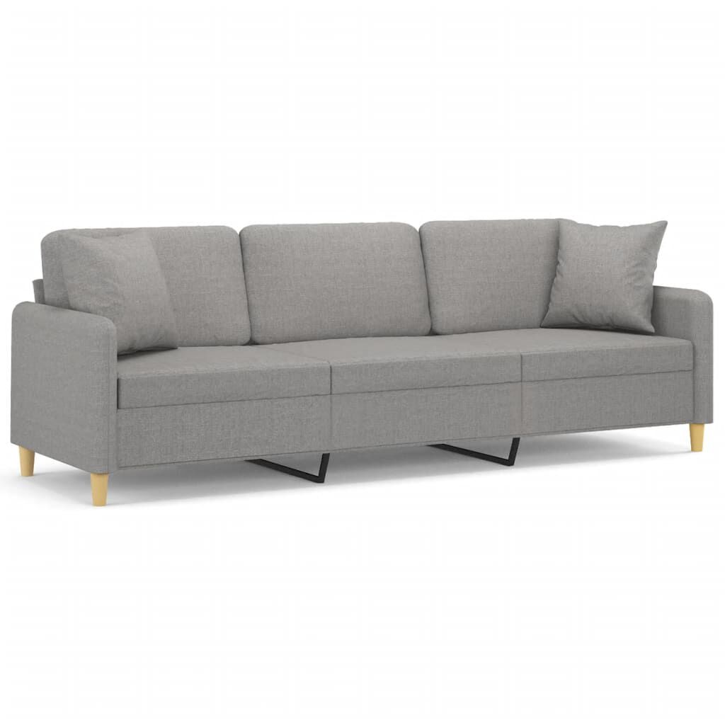 vidaXL 3-Seater Sofa with Pillows&Cushions Light Grey 210 cm Fabric