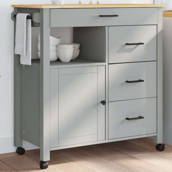 vidaXL Kitchen Trolley MONZA 84x40x90 cm Solid Wood Pine