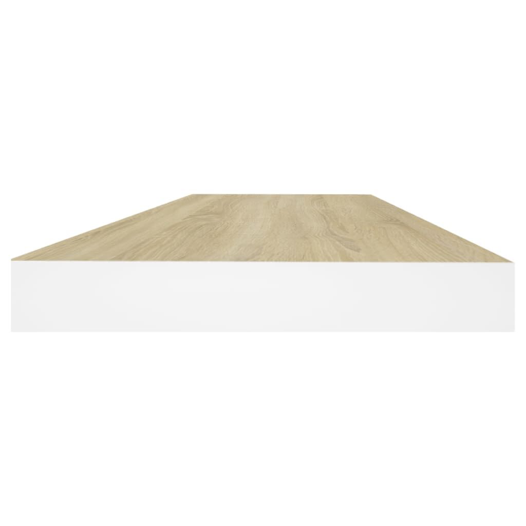 vidaXL Floating Wall Shelves 2 pcs Oak and White 60x23.5x3.8 cm MDF