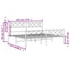 vidaXL Metal Bed Frame without Mattress with Footboard White 183x213cm