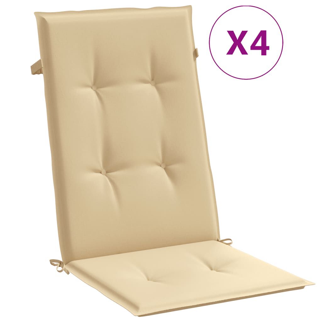 vidaXL Highback Chair Cushions 4 pcs Melange Beige 120x50x4 cm Fabric