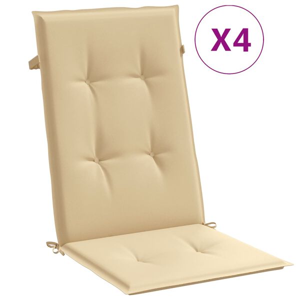 vidaXL Highback Chair Cushions 4 pcs Melange Beige 120x50x4 cm Fabric