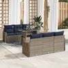 vidaXL Garden Sofa Set with Cushion 7 pcs Grey Poly Rattan