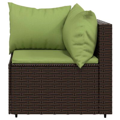 vidaXL Garden Corner Sofa with Cushions Brown Poly Rattan