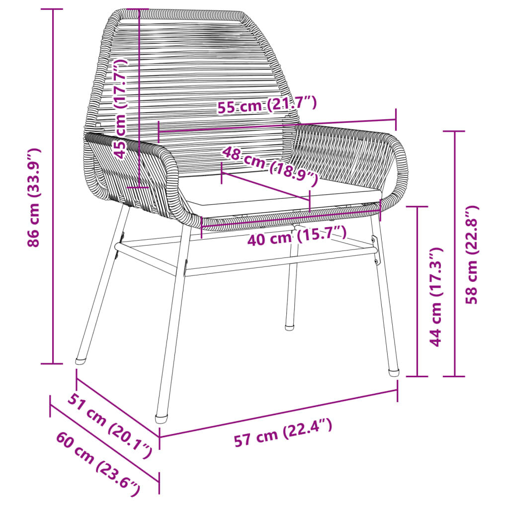 vidaXL Garden Chairs 2 pcs with Cushions Brown Poly Rattan