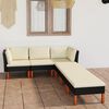 vidaXL 6 Piece Garden Lounge Set with Cushions Poly Rattan Black