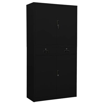 vidaXL Office Cabinet Black 90x40x180 cm Steel