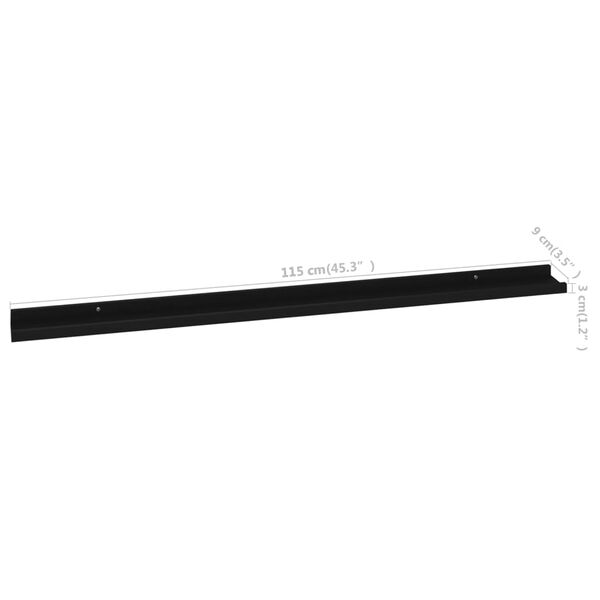 vidaXL Wall Shelves 2 pcs Black 115x9x3 cm
