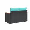 vidaXL Garden Sofa with Cushions 2-Seater Black Poly Rattan