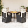 vidaXL 5 Piece Garden Dining Set with Cushions Black Poly Rattan