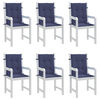 vidaXL Lowback Chair Cushions 6 pcs Navy Blue Fabric