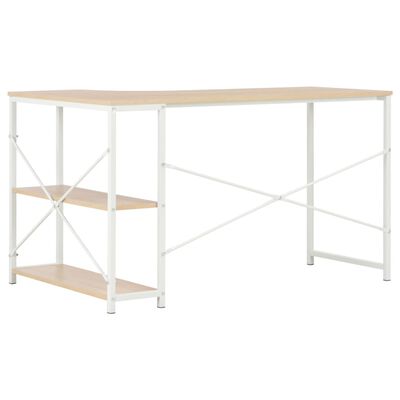 vidaXL Computer Desk White and Oak 120x72x70 cm