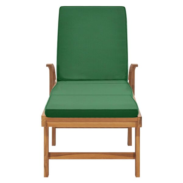 vidaXL Sun Lounger with Cushion Solid Teak Wood Green