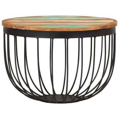 vidaXL Coffee Table Ø50x35 cm Solid Wood Reclaimed and Steel