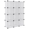 vidaXL Storage Cube Organiser with 12 Cubes and Doors Transparent PP