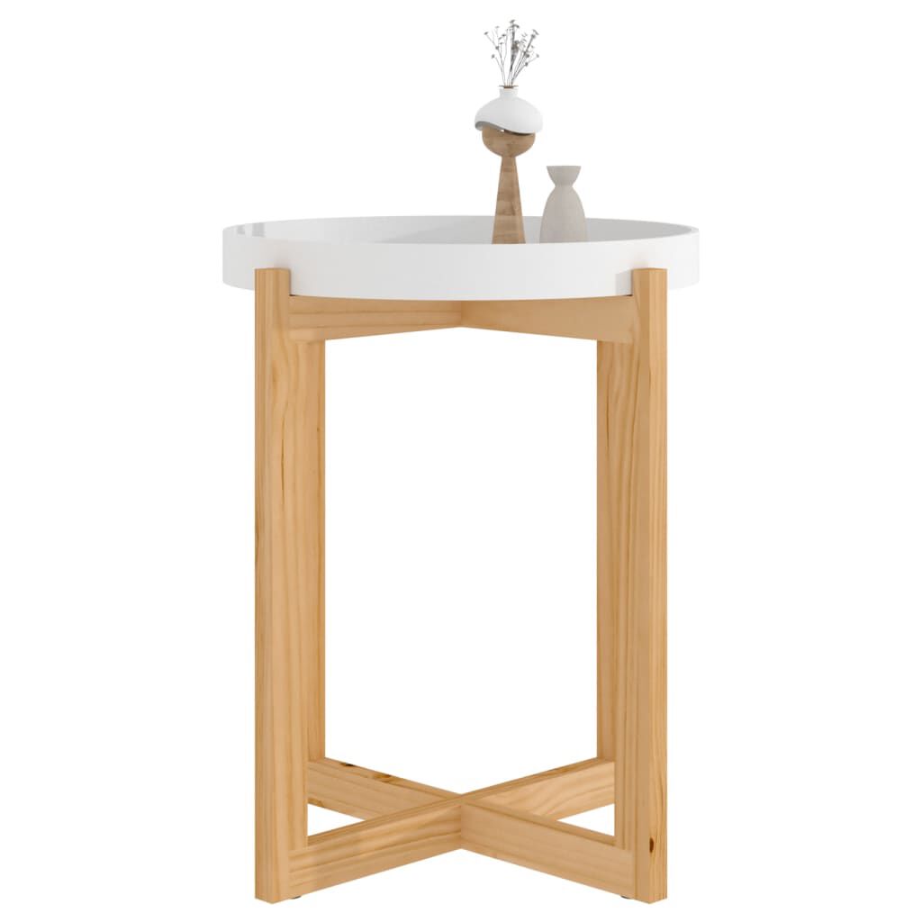vidaXL Coffee Table White 41x41x48.5cm Engineered Wood&Solid Wood Pine