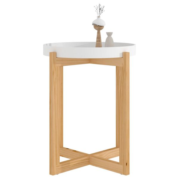 vidaXL Coffee Table White 41x41x48.5cm Engineered Wood&Solid Wood Pine