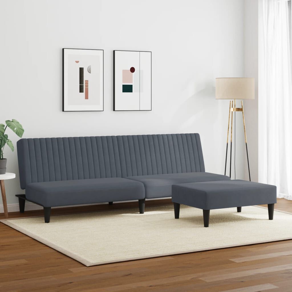 vidaXL 2 Piece Sofa Set Dark Grey Velvet