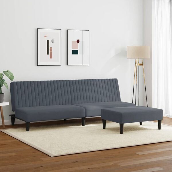 vidaXL 2 Piece Sofa Set Dark Grey Velvet