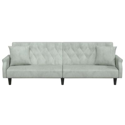 vidaXL Sofa Bed with Armrests Light Grey Velvet