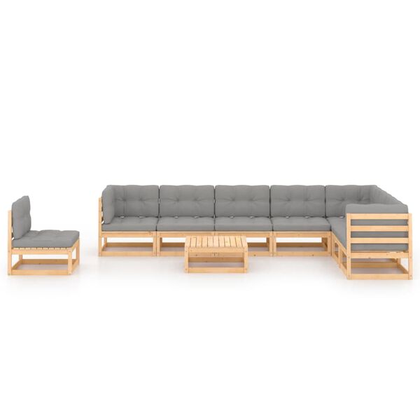 vidaXL 9 Piece Garden Lounge Set with Cushions Solid Pinewood