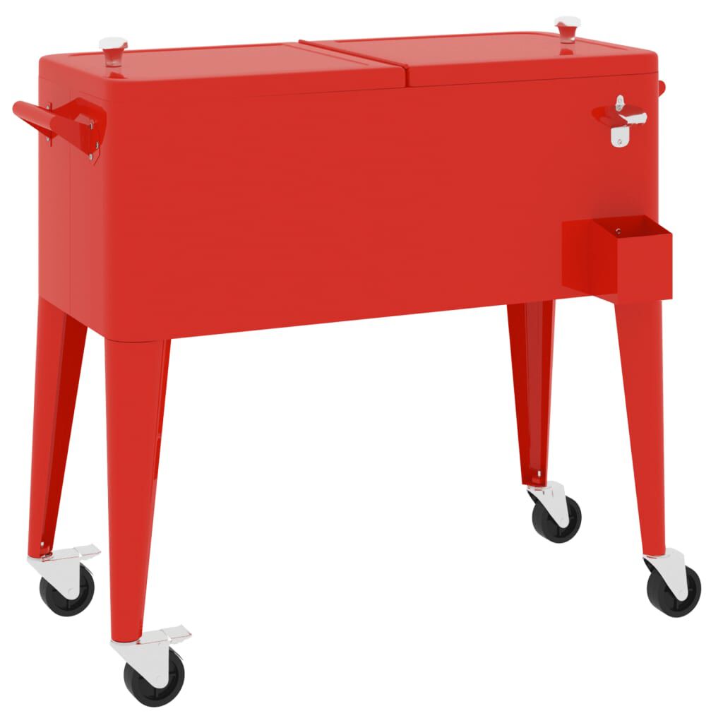 vidaXL Cooler Cart with Wheels Red 92x43x89 cm