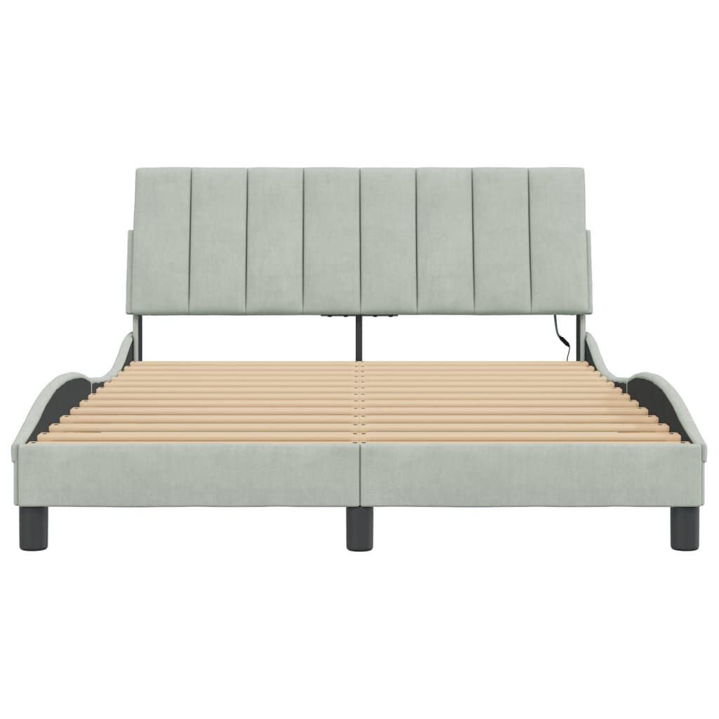 vidaXL Bed Frame without Mattress "Hanko" Light Grey 137x190 cm Double Velvet